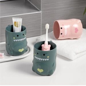 2Cute Dinosaur Toothbrush Holder Set